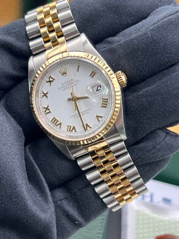 Rolex Datejust Gents Watch 16233-Box-Papers-2000-Factory Roman Dial (1056) - Image 4