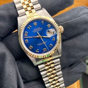 Rolex Datejust Gents Watch 16233 Box Papers Factory rare blue embossed Arabic