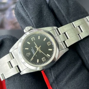 Rolex Ladies Oyster Perpetual Watch 1997 Box and Original Papers Black (1298)