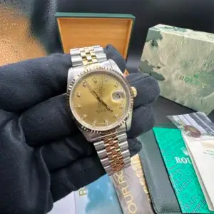 Rolex Datejust Gents Watch 16233 Box Papers Factory Diamond (1230*)